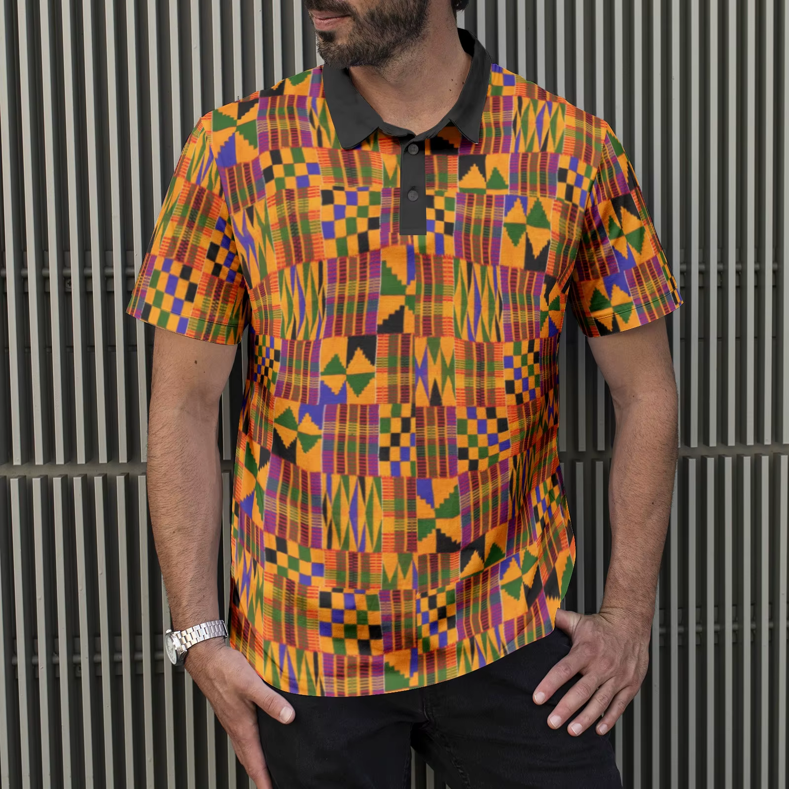 Polo pour homme en tissu imprimé africain Kente_ Style classique coloré 2026