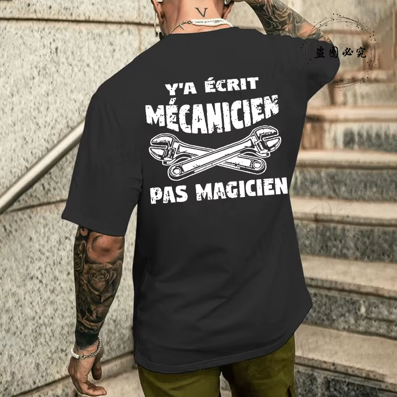 T-shirt d'été pour homme avec impression amusante de mécanicien