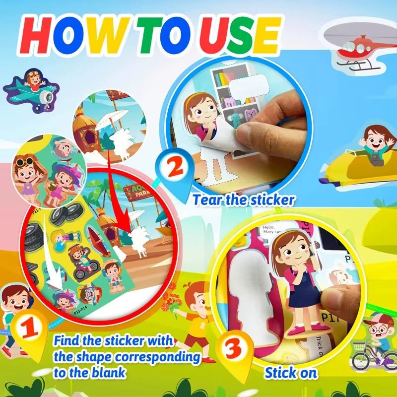 Jouets Montessori, autocollants de dessin animé