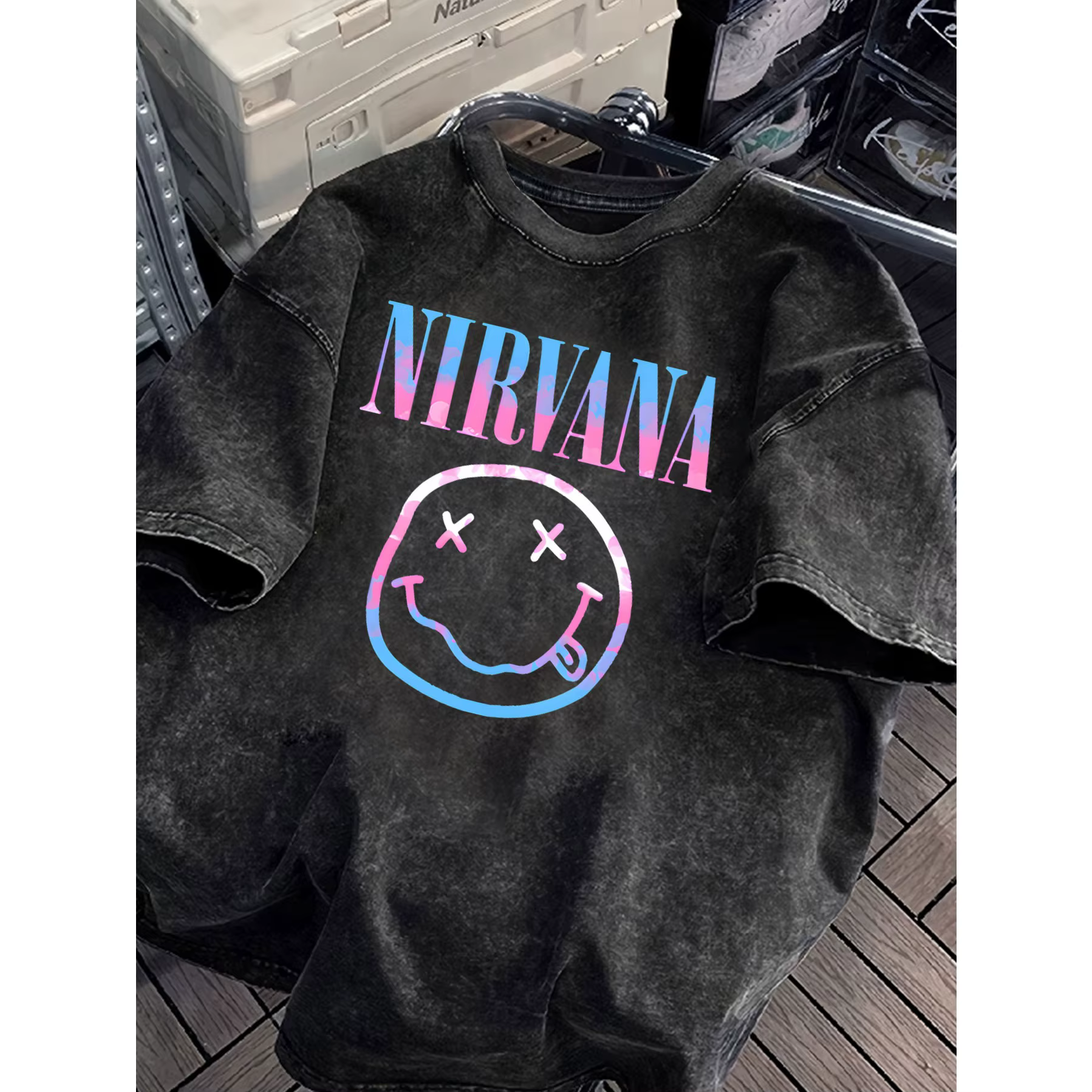 T-shirt vintage délavé Nirvana Rock Band pour hommes et femmes