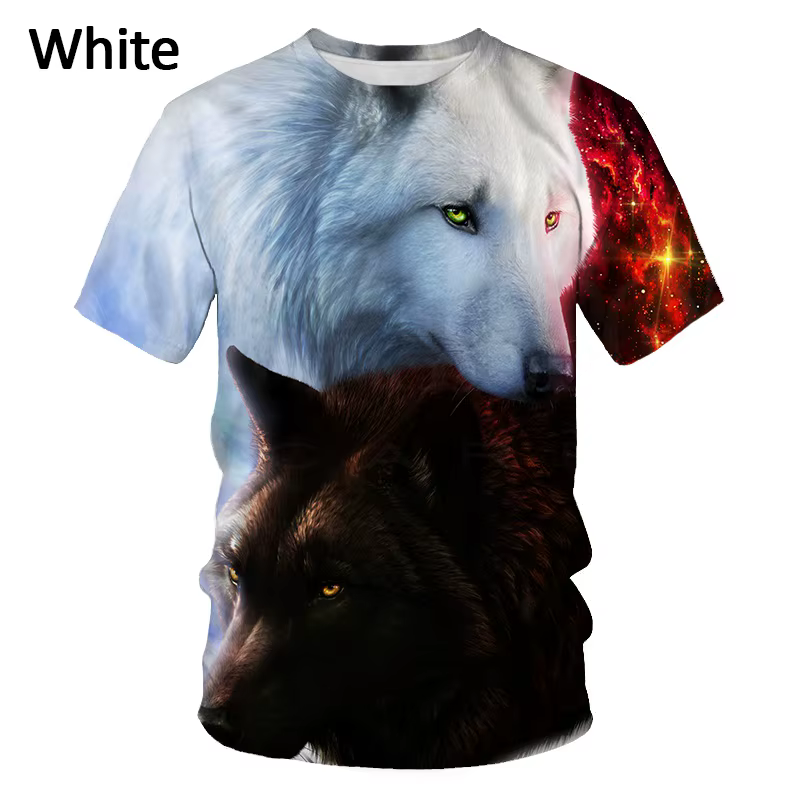 T-shirt imprimé loup 3D pour hommes et femmes