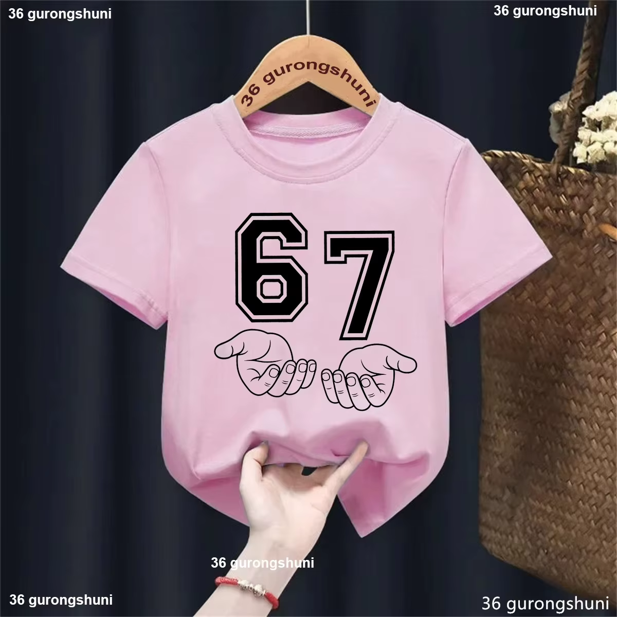 T-shirt imprimé coloré à thème 67 pour enfants