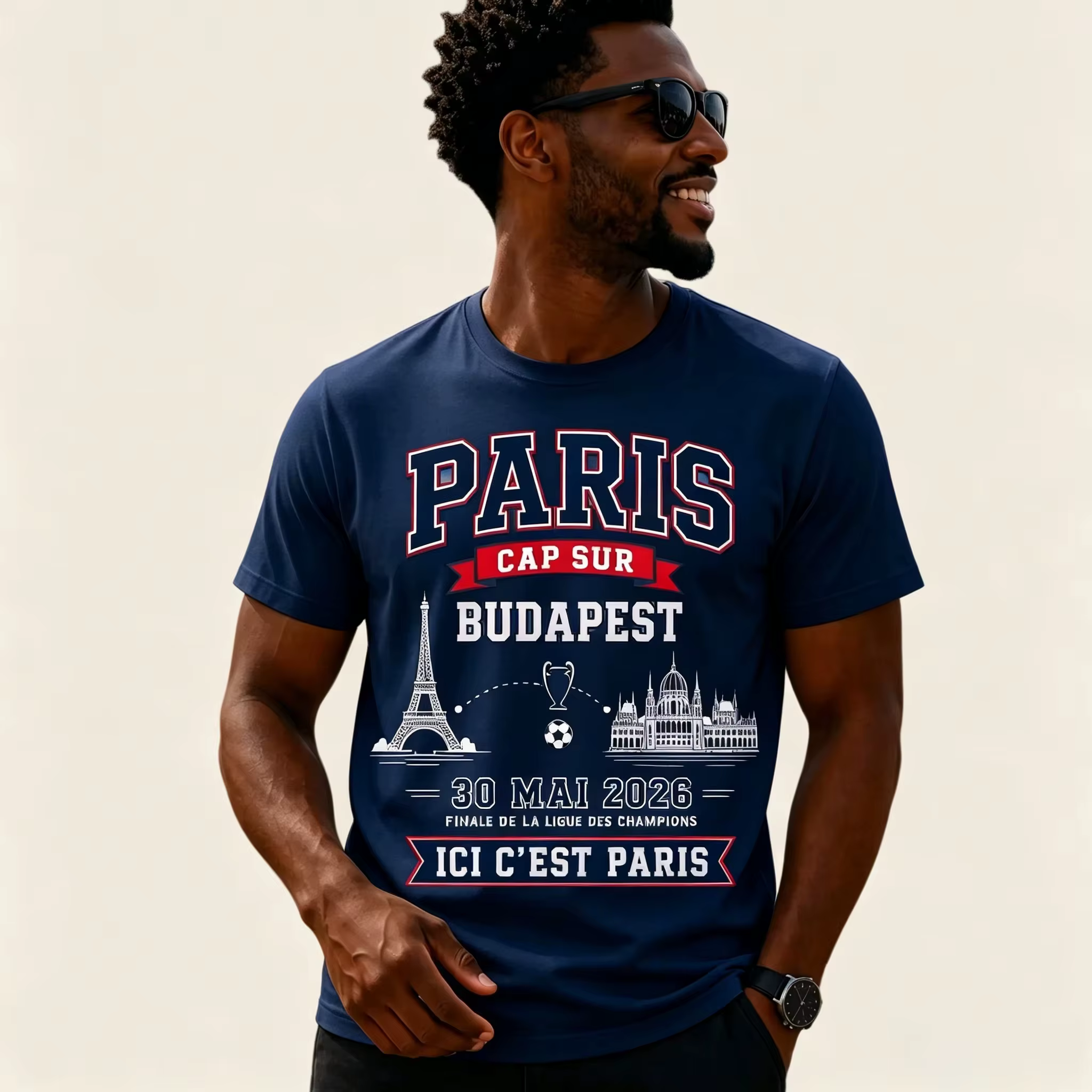 T-shirt Commémoratif PSG Paris Champions d'Europe 2026 Nouvelle Collection Été Homme Femme 100% Coton Mode Col Rond Streetwear Maillot Tee-shirt