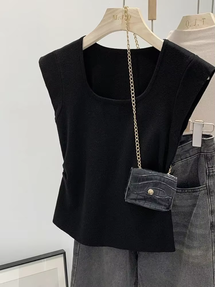 Nouveauté 2026 – Débardeurs rayés tricotés sans manches pour femme – T-shirts courts élastiques et décontractés – Gilets et camisoles ajustés