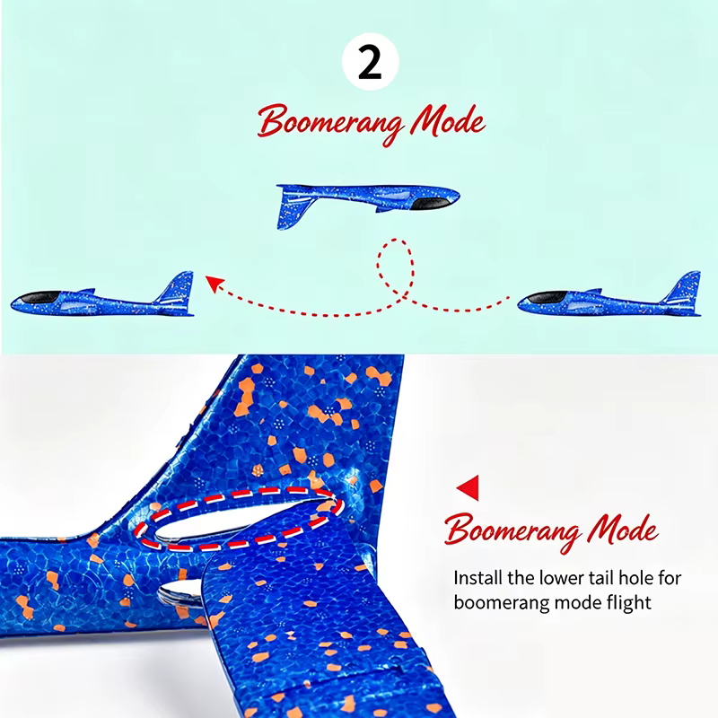 Avion planeur en mousse 38/48cm, jouet à lancer à la main avec 2 modes de vol, avion acrobatique en mousse EPP pour enfants, jeu sportif en plein air