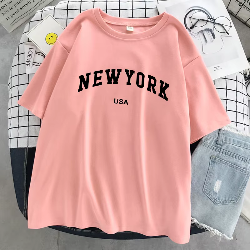 New York Usa ville lettre graphique t-shirt femmes coton Sport hauts été mode