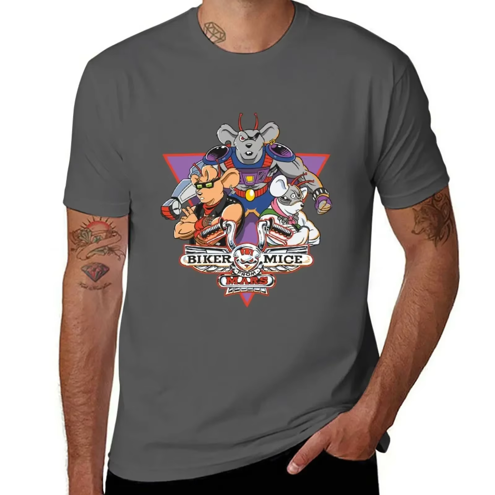 T-shirt de motard unique 100% Coton Biker Mice From Mars Bikermice Streetsharks Street Sharks USA Taille Homme Mode Poids Lourd