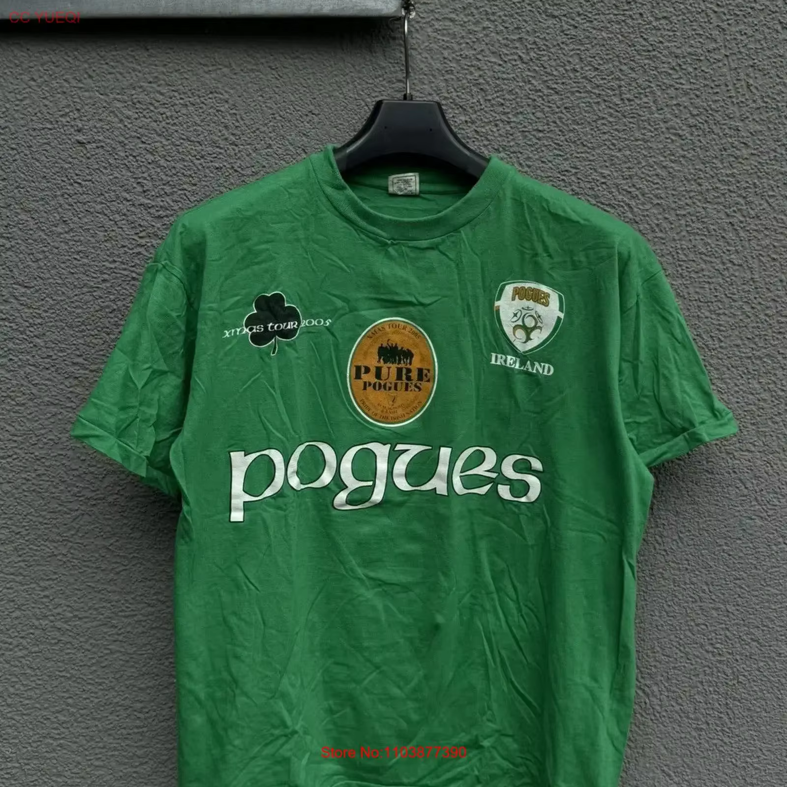 T-shirt vert vintage 2005 The Pogues Ireland Tour TD1040