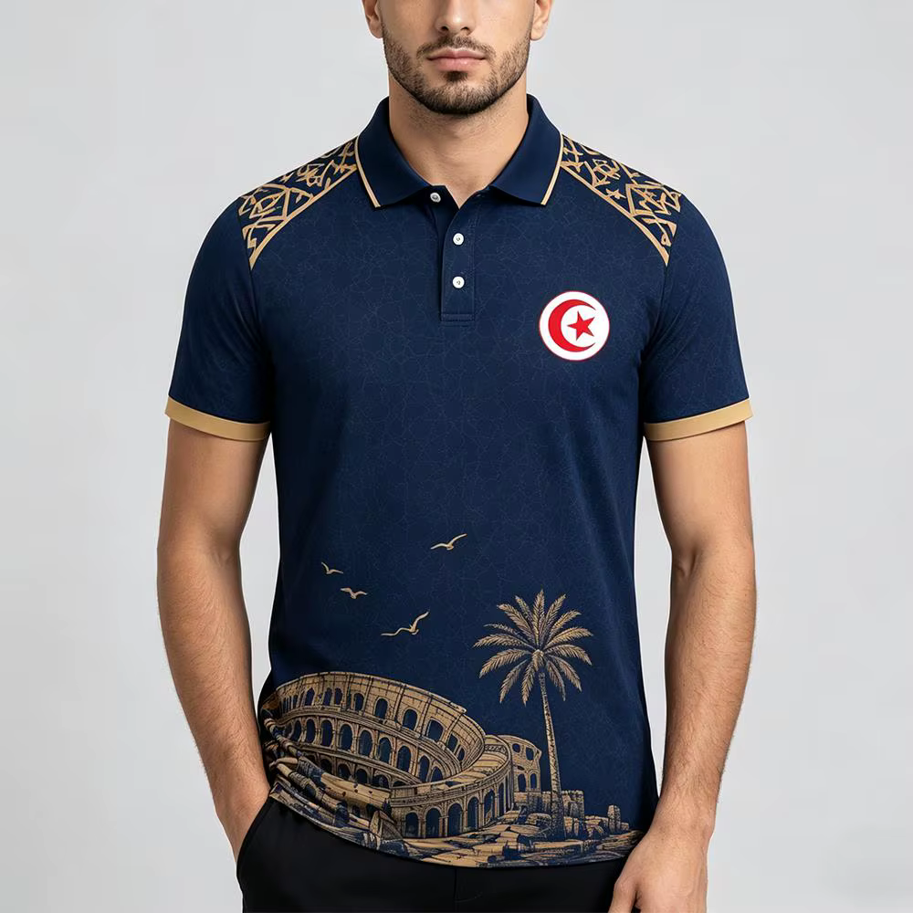 Nouveau Polo 2026 à Imprimé Drapeau de la Tunisie