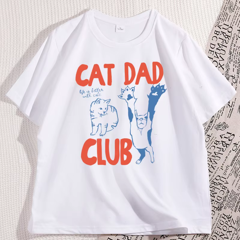 Chat papa T-Shirt drôle hommes décontracté