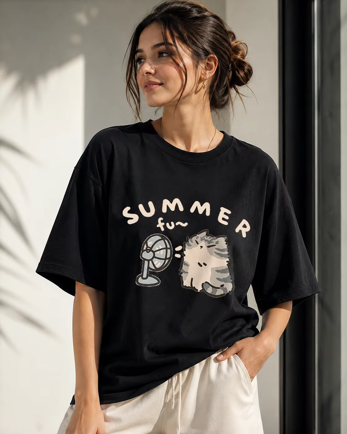 Nouveaux t-shirts imprimés chaton pour hommes et femmes : chemises décontractées et confortables en coton à manches