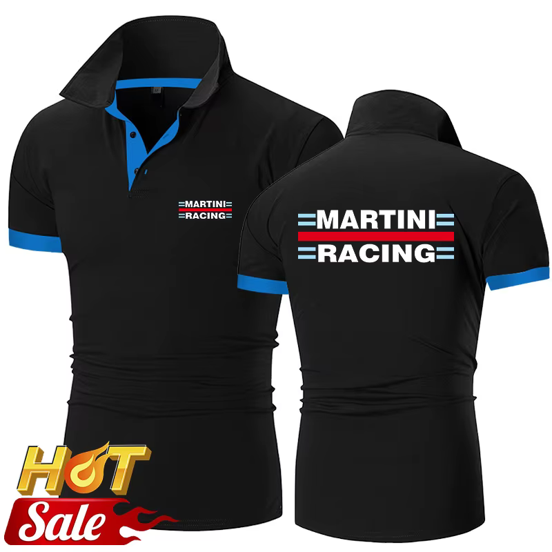 2025 été homme Martini Racing Logo imprimer nouveau Type couleur unie classique coton à manches courtes haut affaires Social Polo