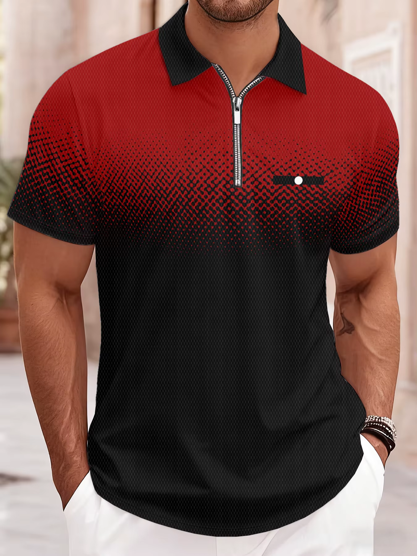 Nouveau style été 2026 : Polo zippé pour homme avec imprimé 3D