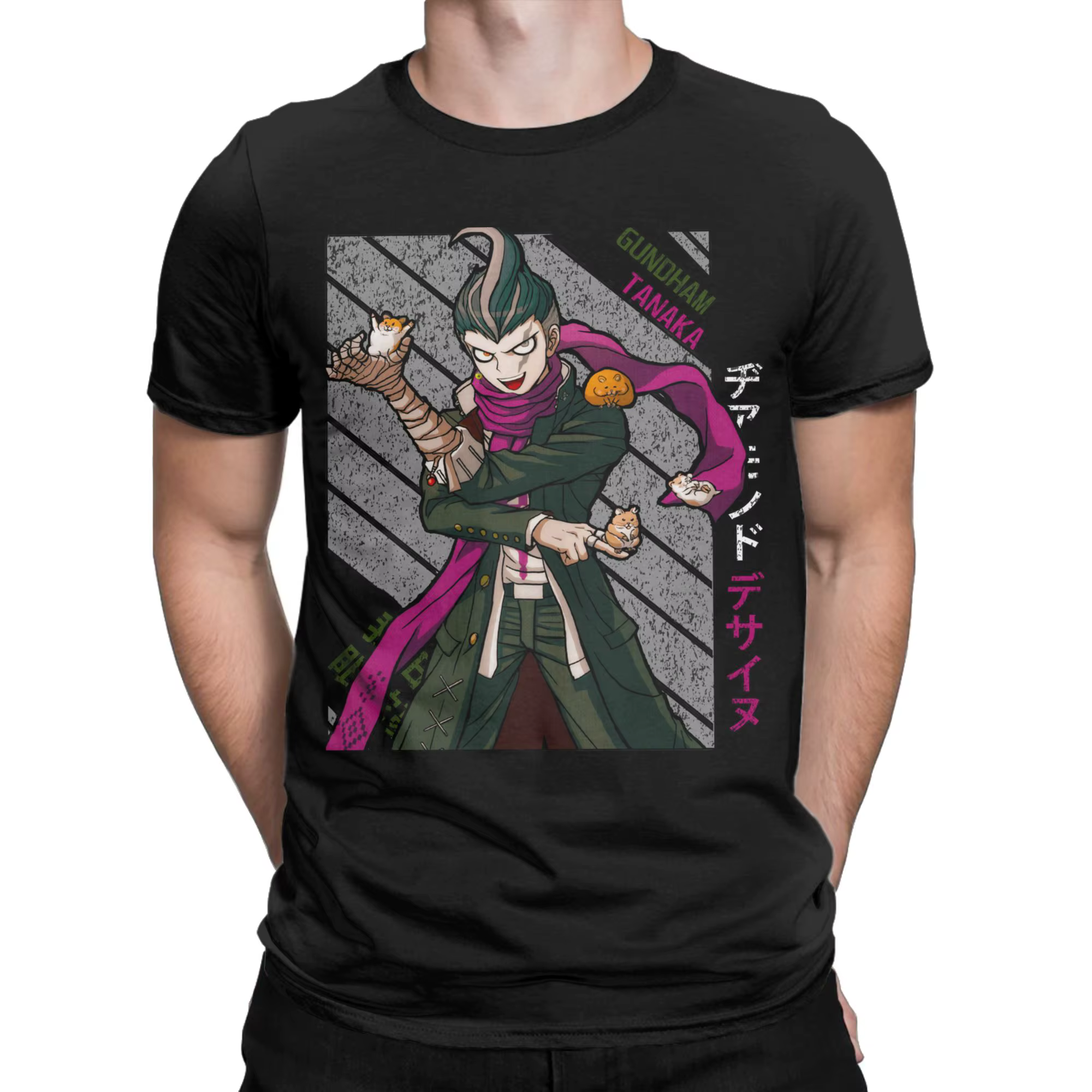Hommes Gundham Tanaka Super Danganronpa t-shirts jeu 100% couverture en coton décontracté à manches courtes col rond