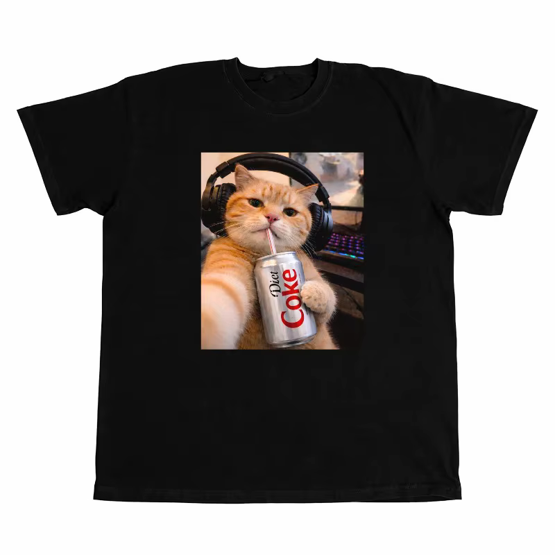 T-shirts Cat Diet Coke, Funny Meme Genz Dank Cat Lover, T-shirt tendance