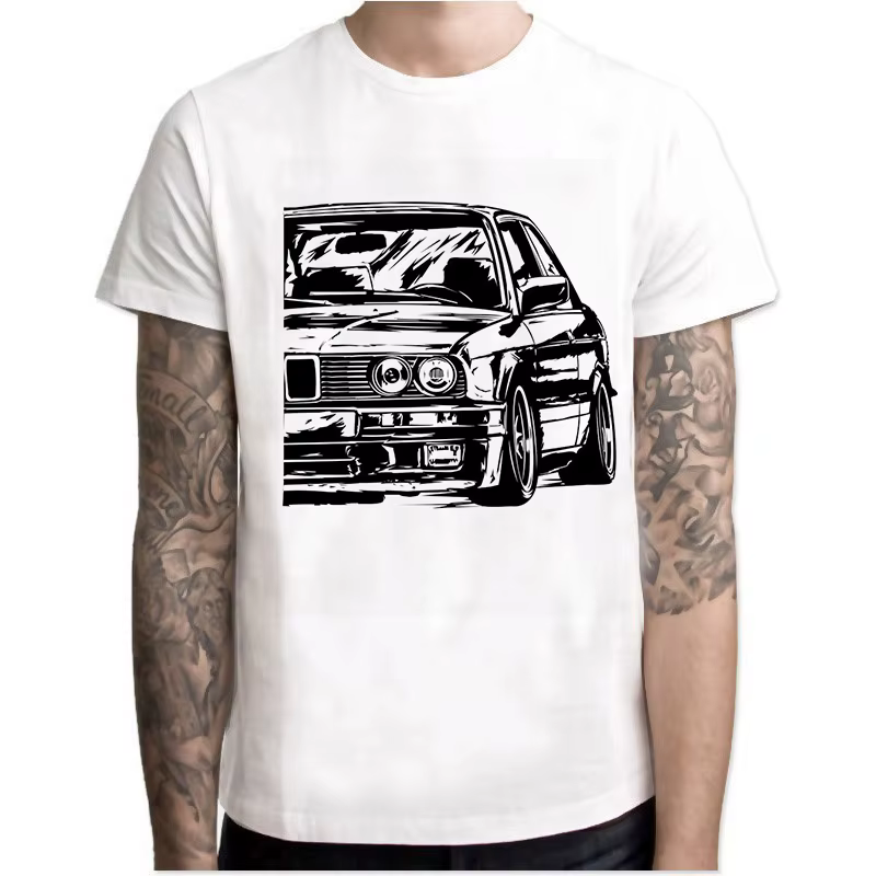 T-shirt Harajuku Cool Automotive Car Turbo pour hommes