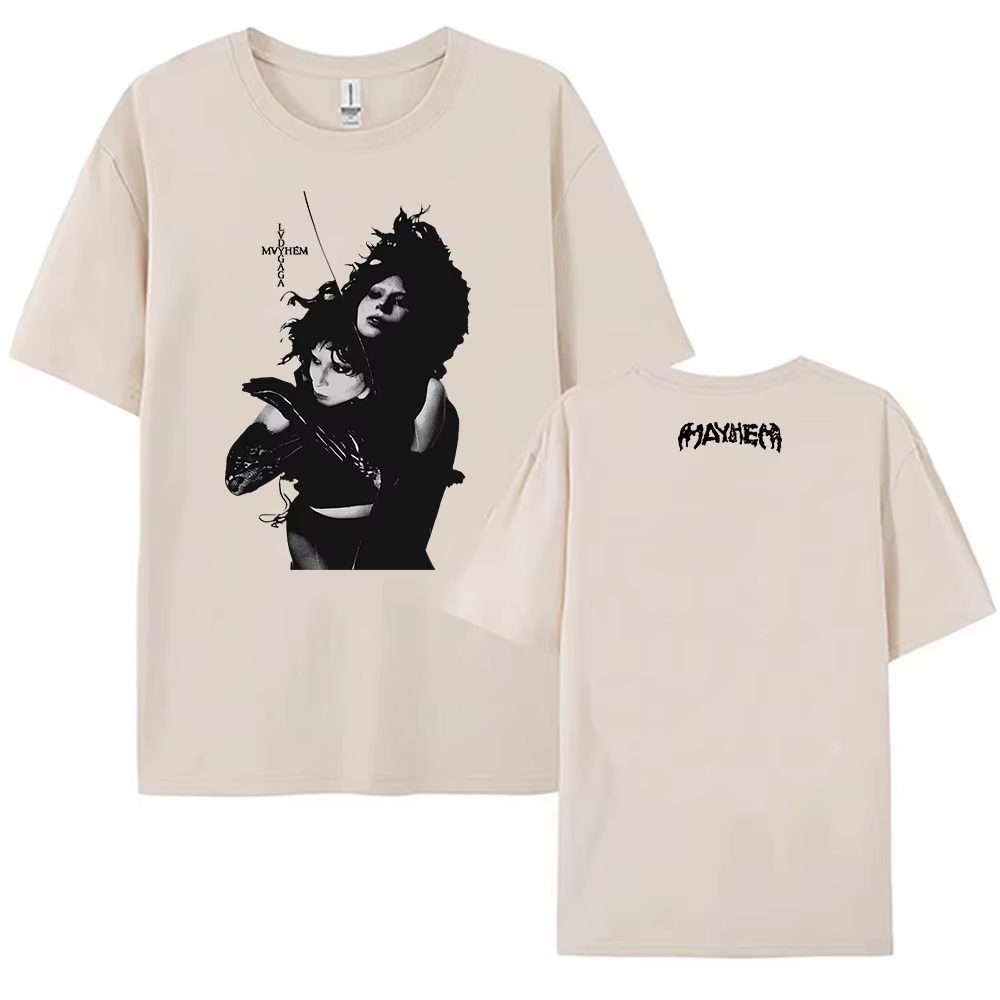 Grunge t-shirts Lady Gaga Mayhem Album T-shirt coton femmes/hommes col rond