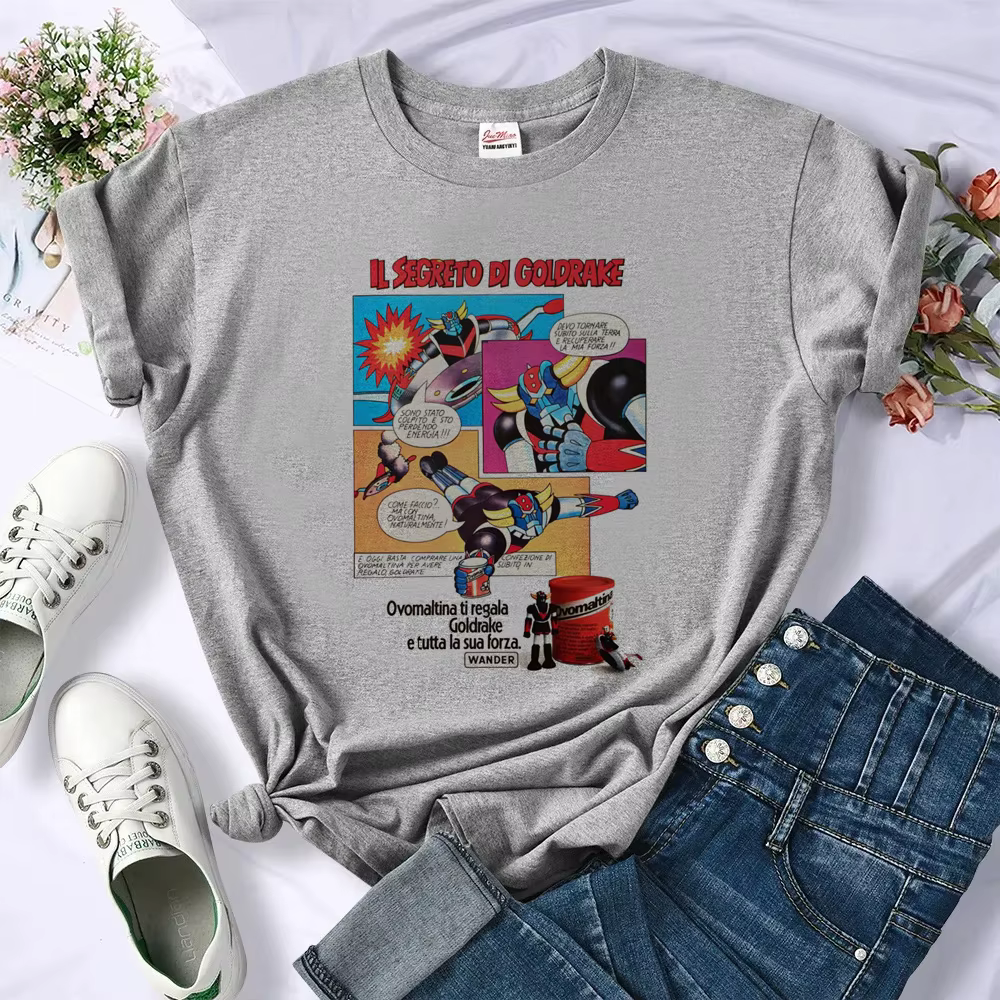 T-shirt graphique Goldorak pour femmes, vêtements d'été pour filles