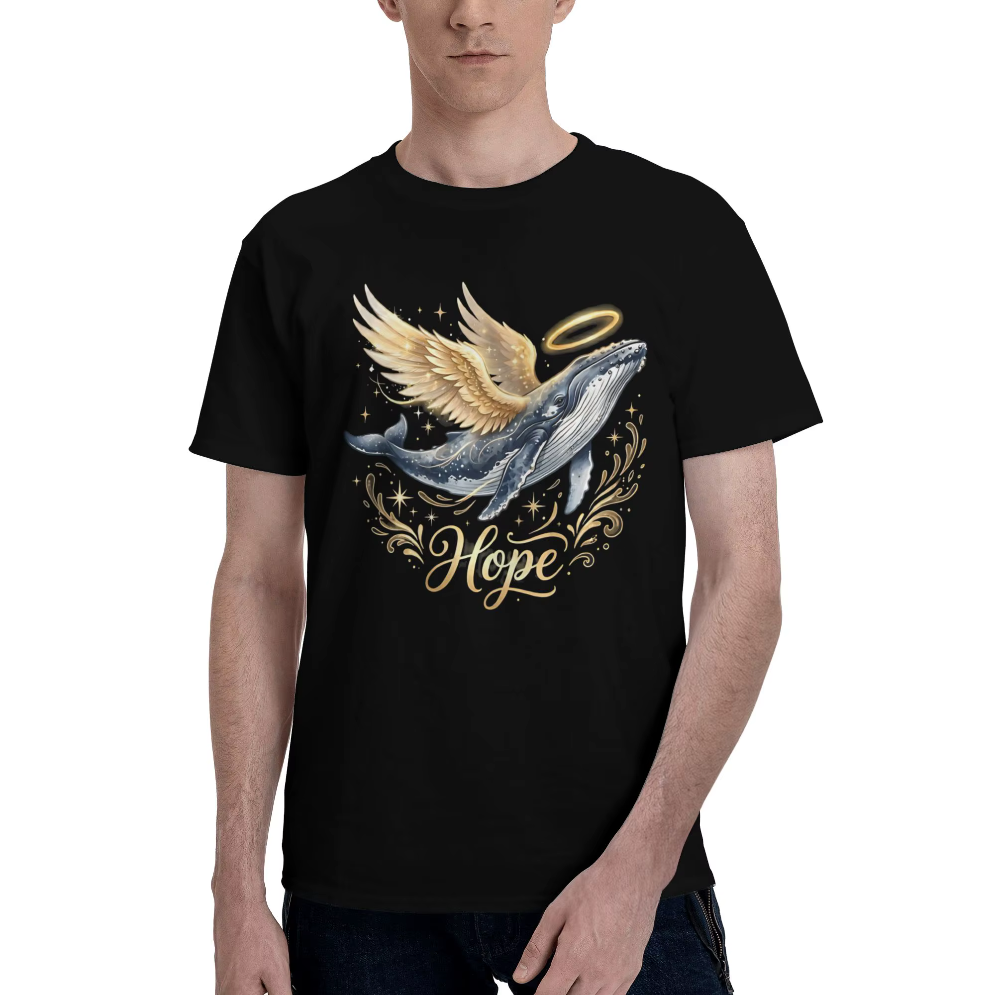 Timmy Hope Whale of Light buckelwal T-shirt pour hommes et femmes