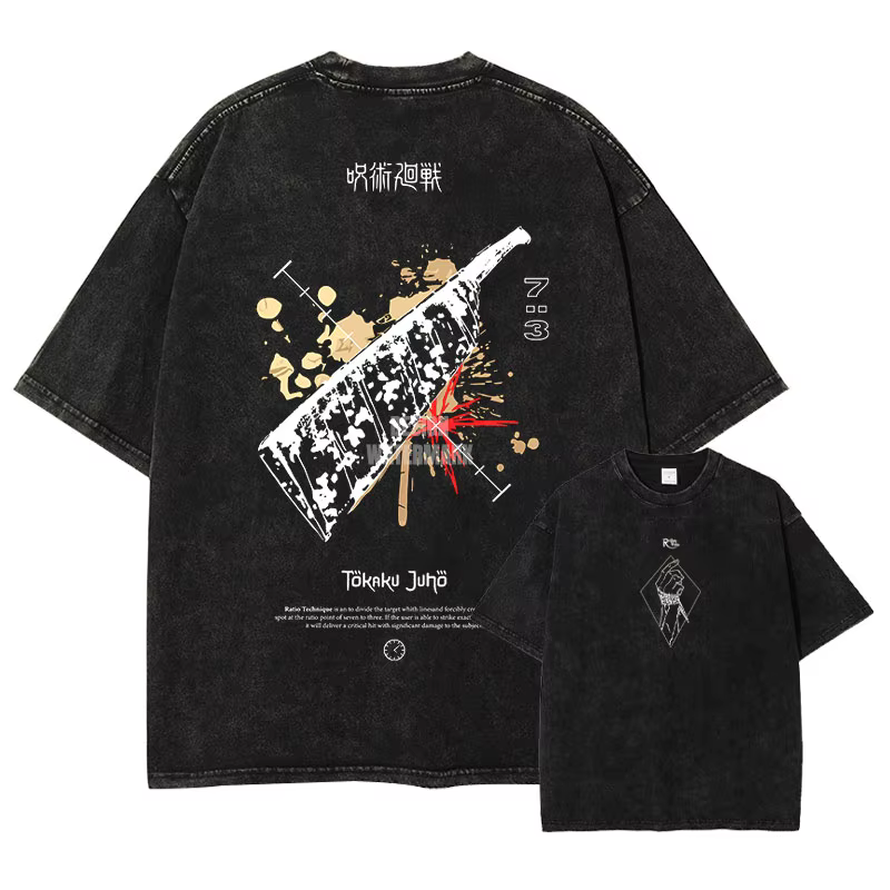 Bandai Anime j-jujutsu k-kaisen t-shirt surdimensionné Vintage lavé gojo saturo T-shirts Manga Harajuku sukuna hauts