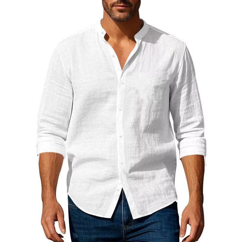 Chemise en coton et lin pour hommes