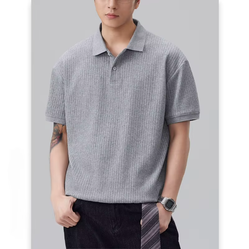 Polo à revers vertical en jacquard pour homme