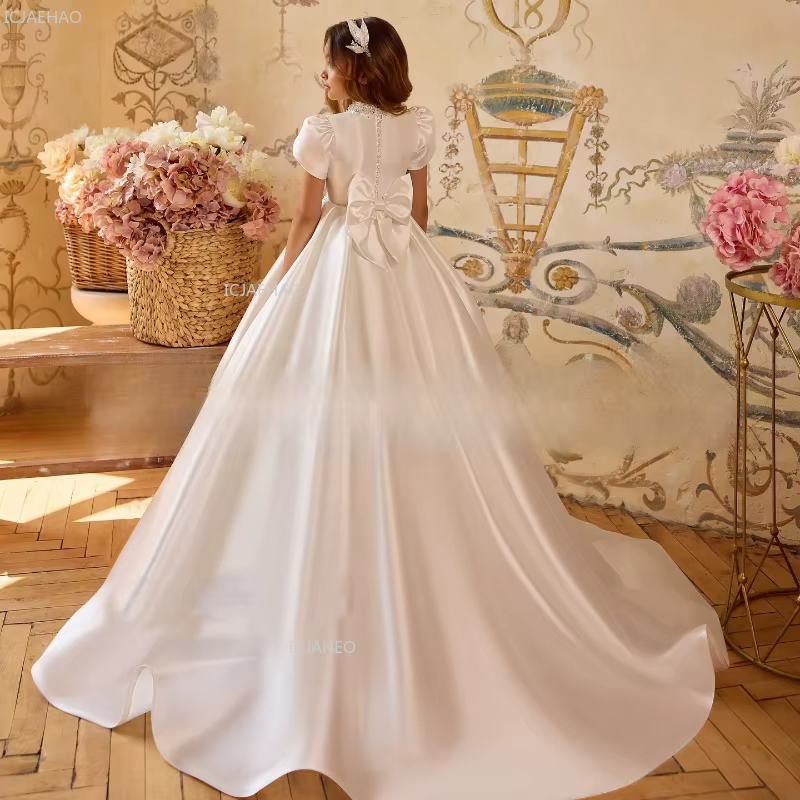 Robe de mariée blanche en Satin pour filles