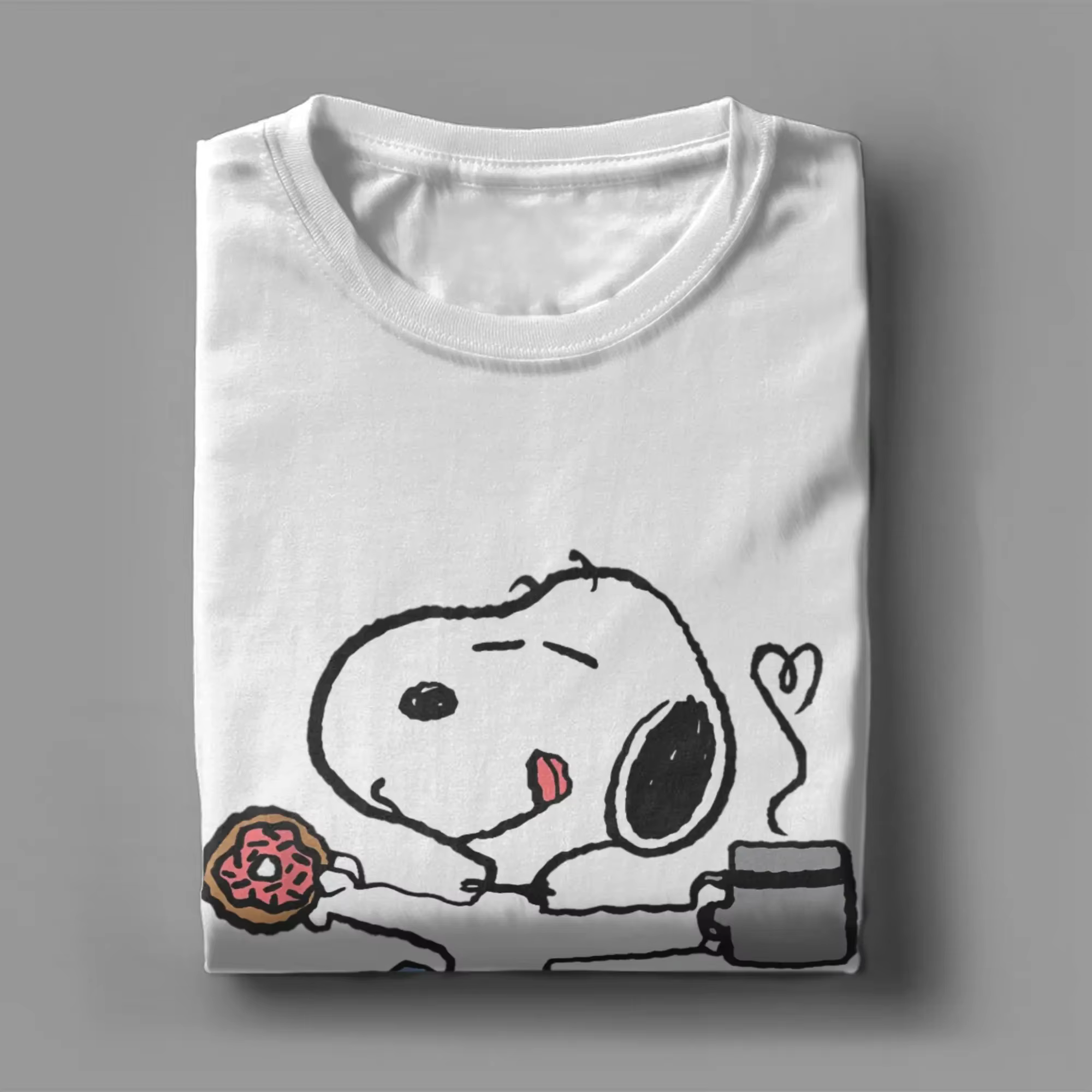 T-shirt fantaisie Donut Coffee Snoopy pour hommes