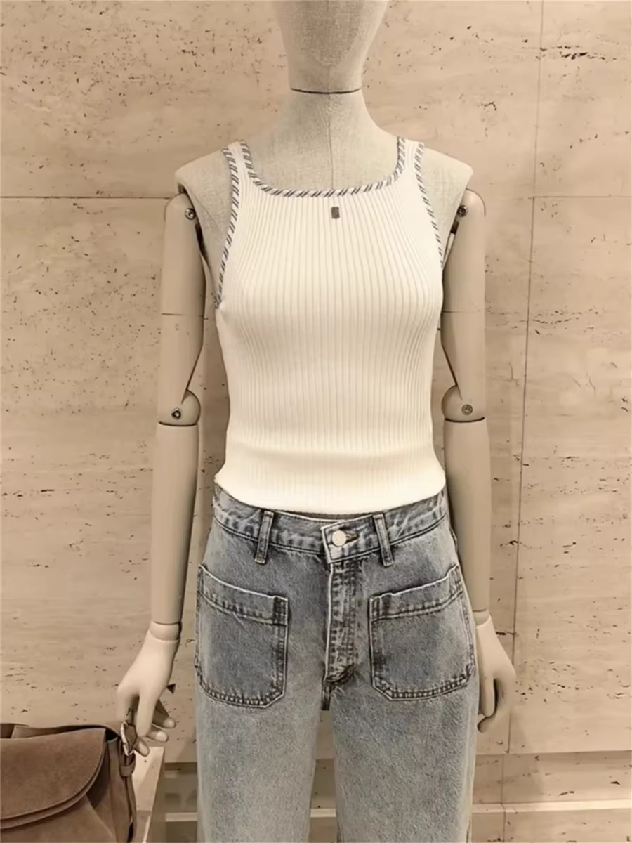 Débardeur tricoté blanc pour femme