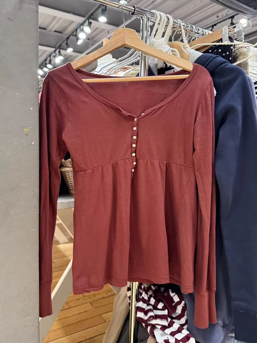 T-shirts à manches longues bordeaux pour femme