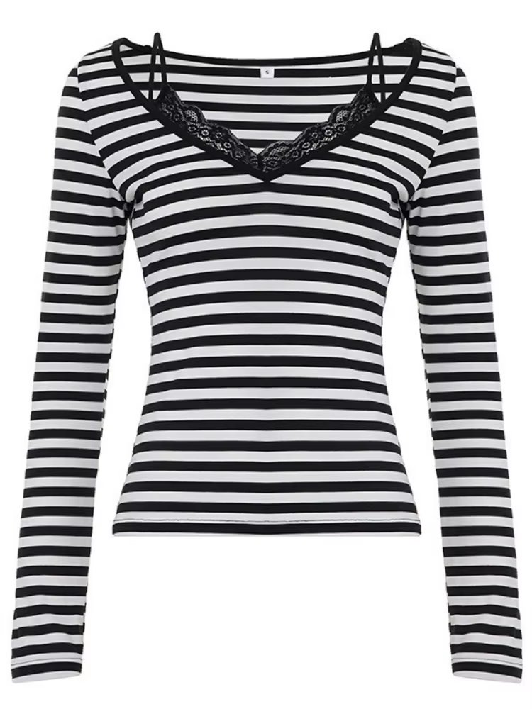 T-shirt imprimé rayé pour femmes