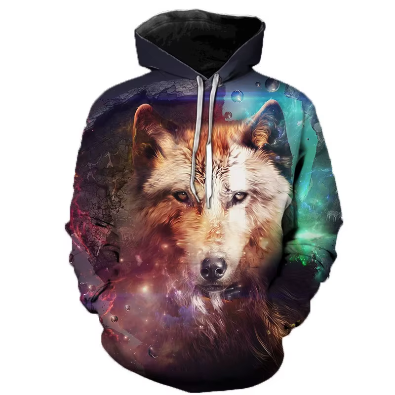 3D loup sweat à capuche pour homme