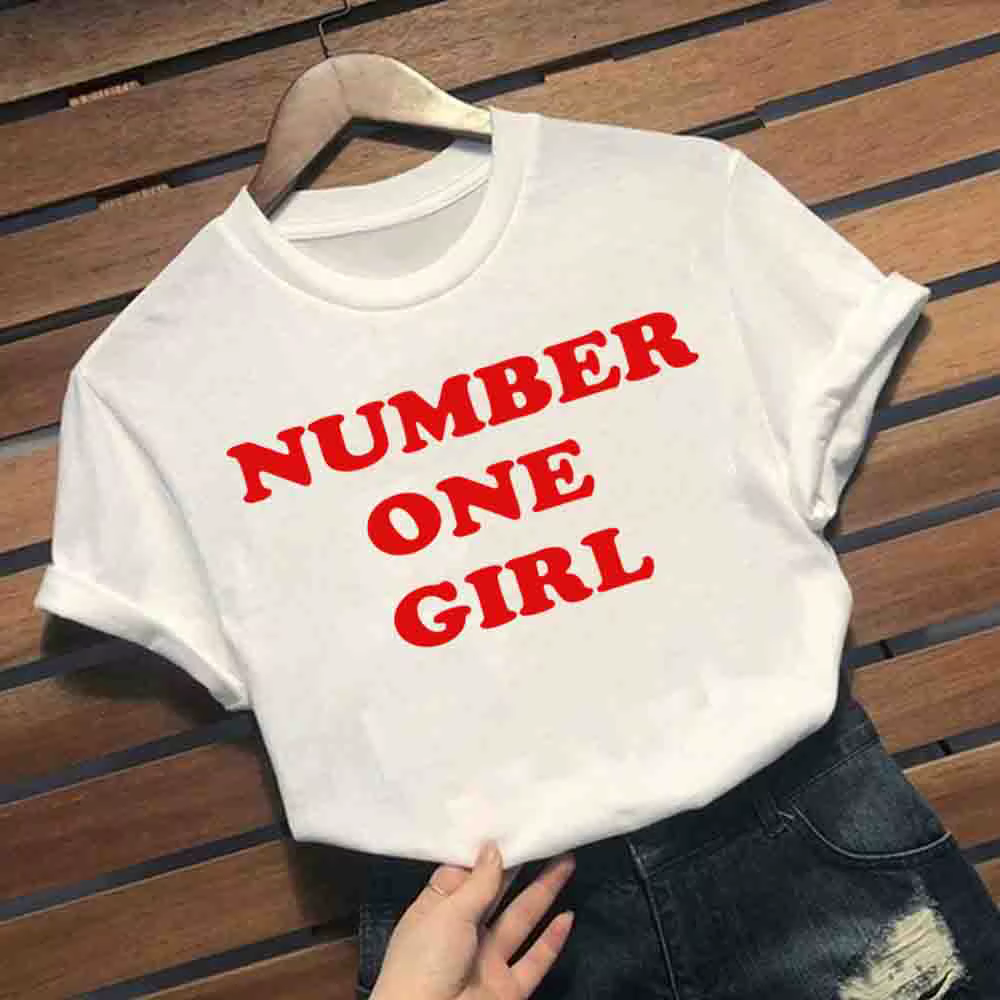 Rose-numéro une fille T-Shirts femmes chemises Harajuku Hip Hop col rond chemise à manches courtes