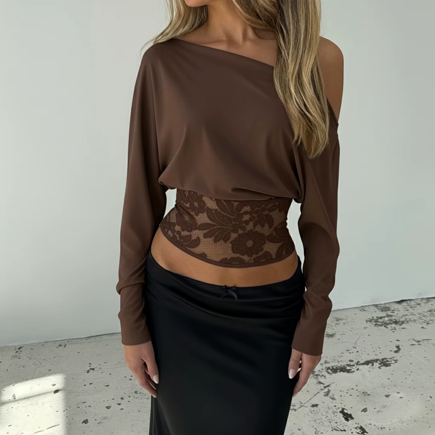 T-Shirt manches longues col ras du cou pour femme