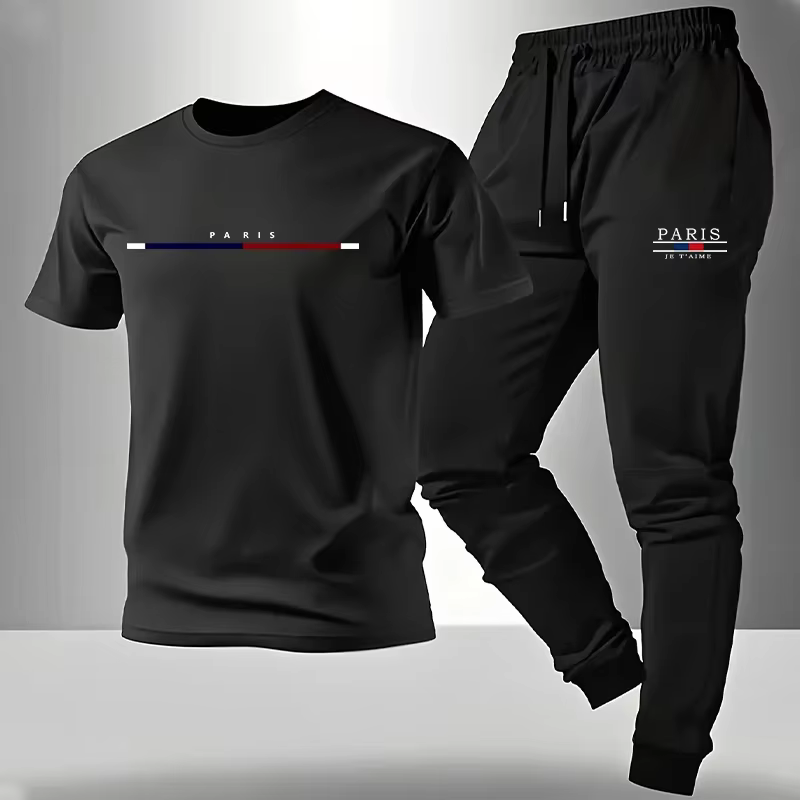Ensemble homme T-shirt et pantalon de survêtement imprimé Paris
