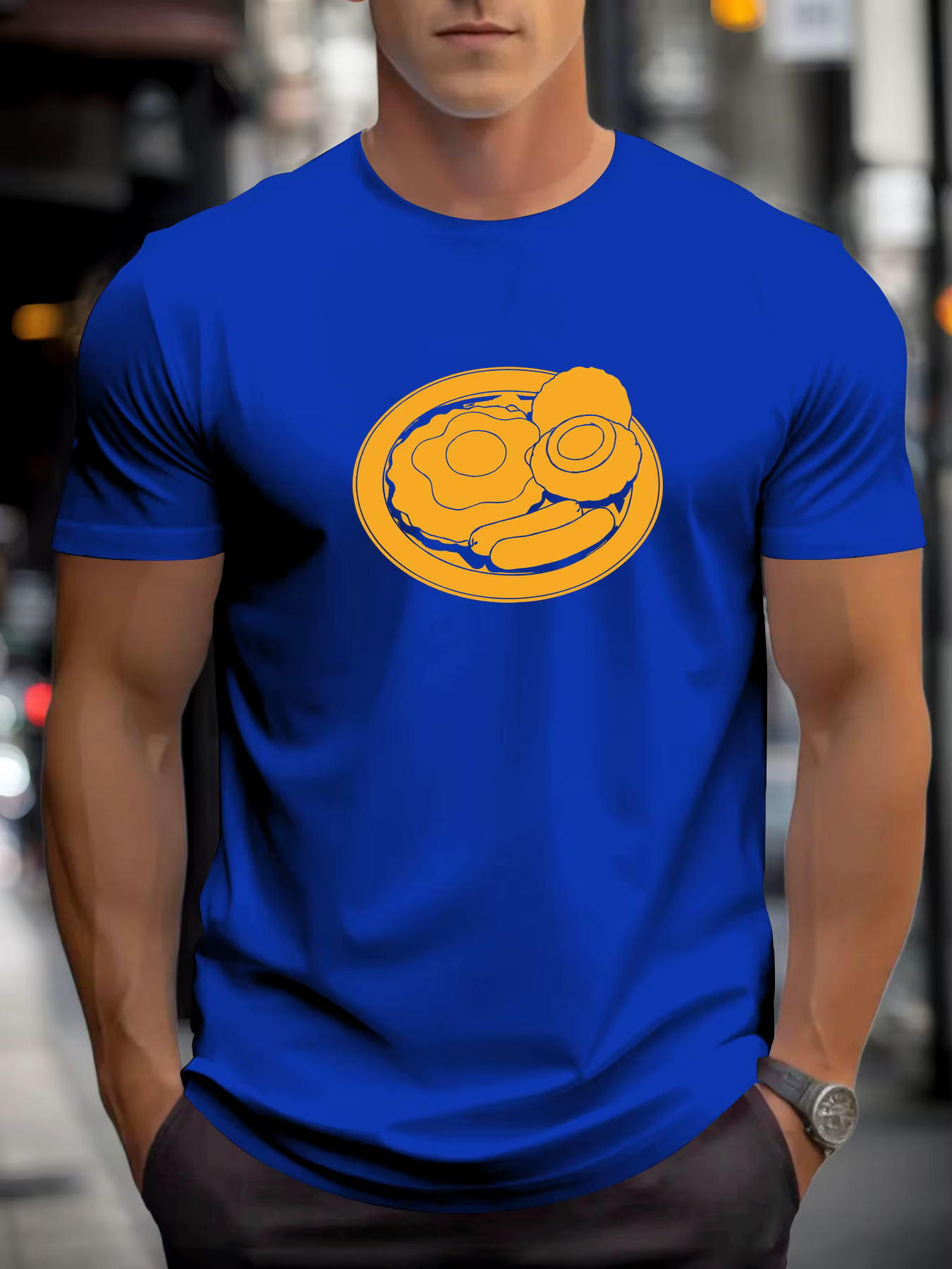T-shirt pour le petit-déjeuner des hommes 100 % coton impression graphique été