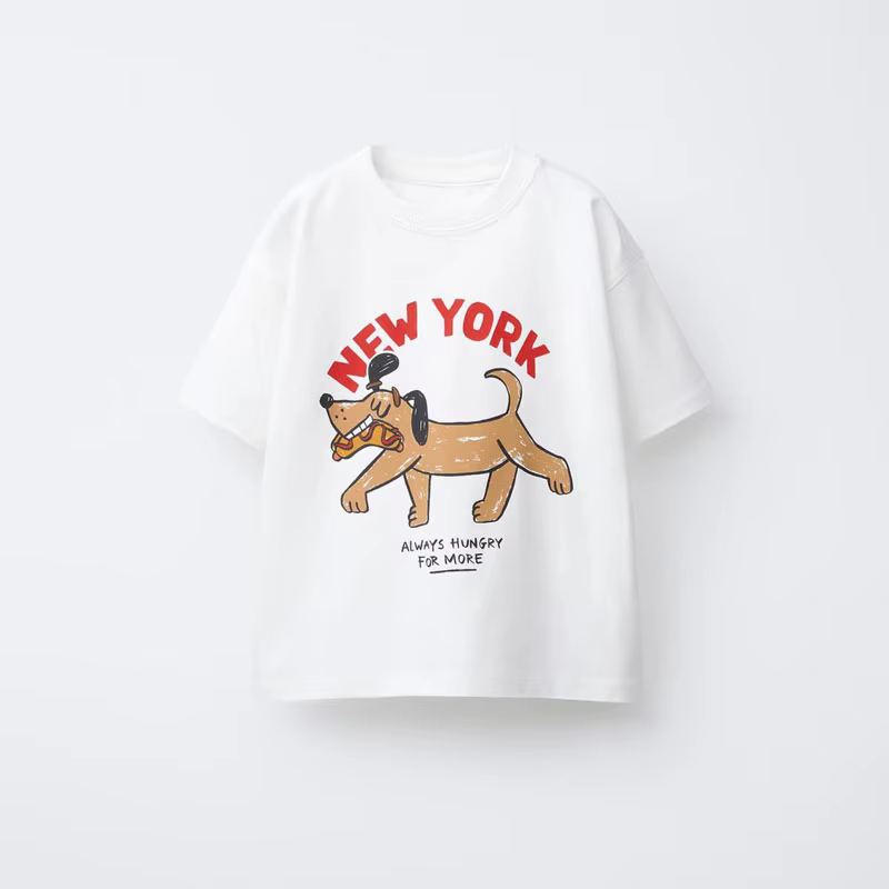 T-shirt col rond pour garçons et filles, mignon, hauts à manches courtes, vêtements amples et décontractés, vêtements d'été pour enfants, t-shirts fins en pur coton