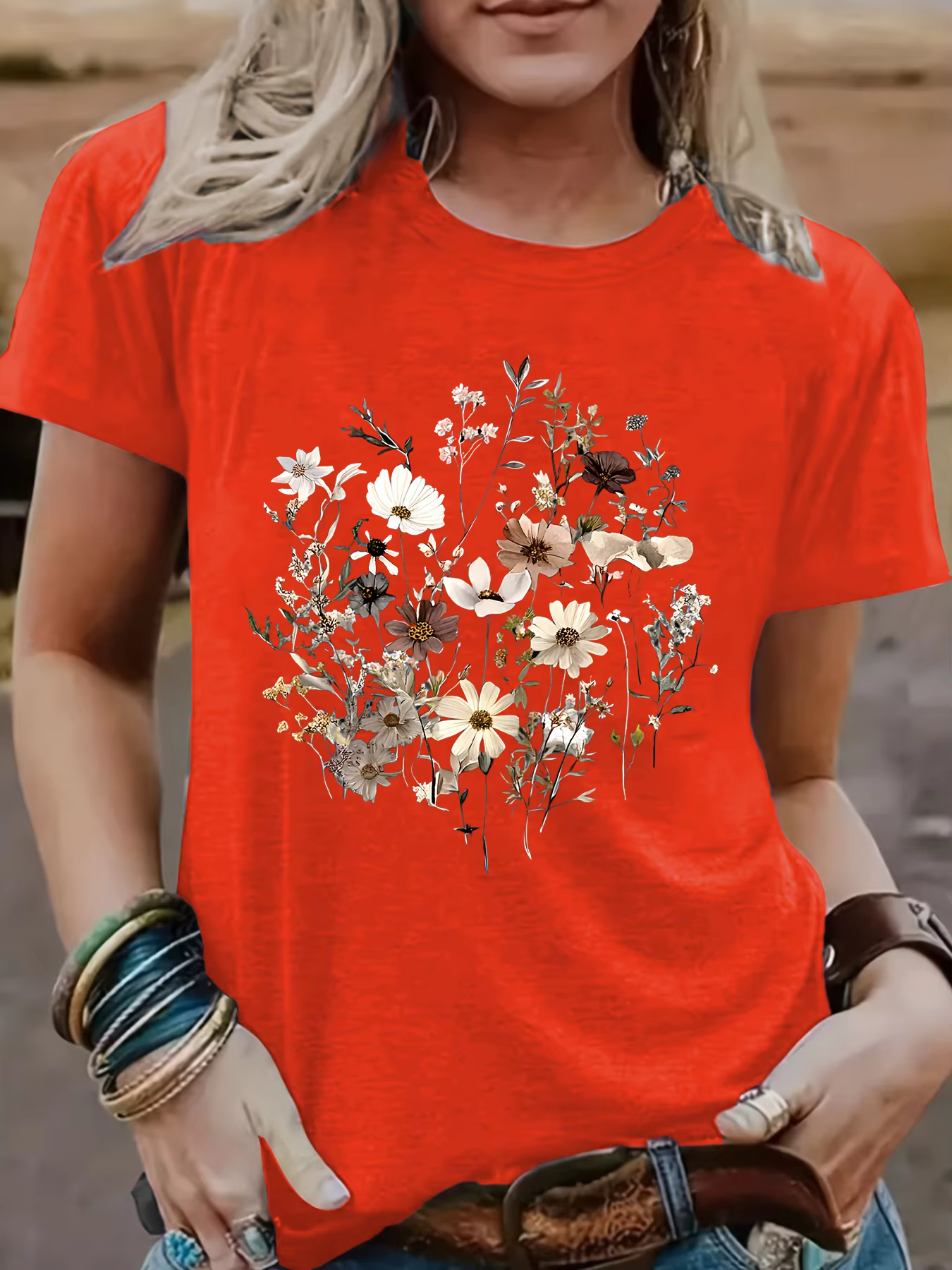 T-Shirt à col rond pour femmes