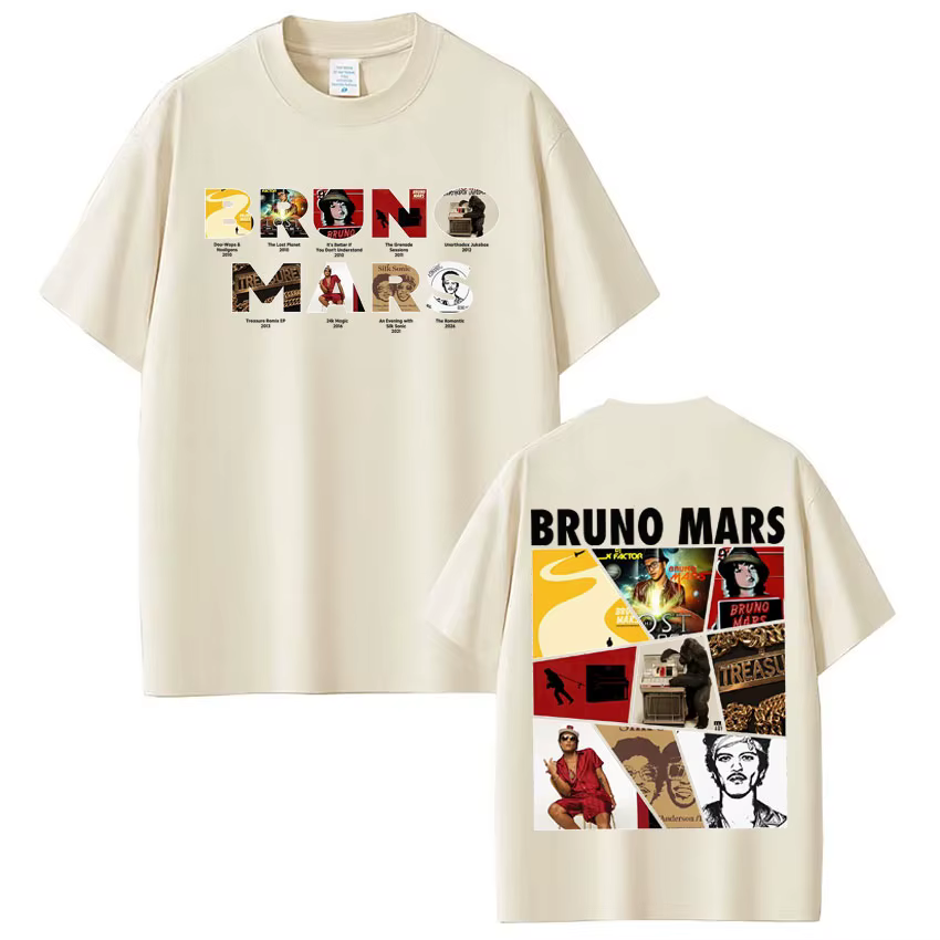 Bruno Mars The Romantic Album Tour 2026 T-shirt homme femme Hip-hop Harajuku T-shirts à manches courtes décontractés amples et surdimensionnés