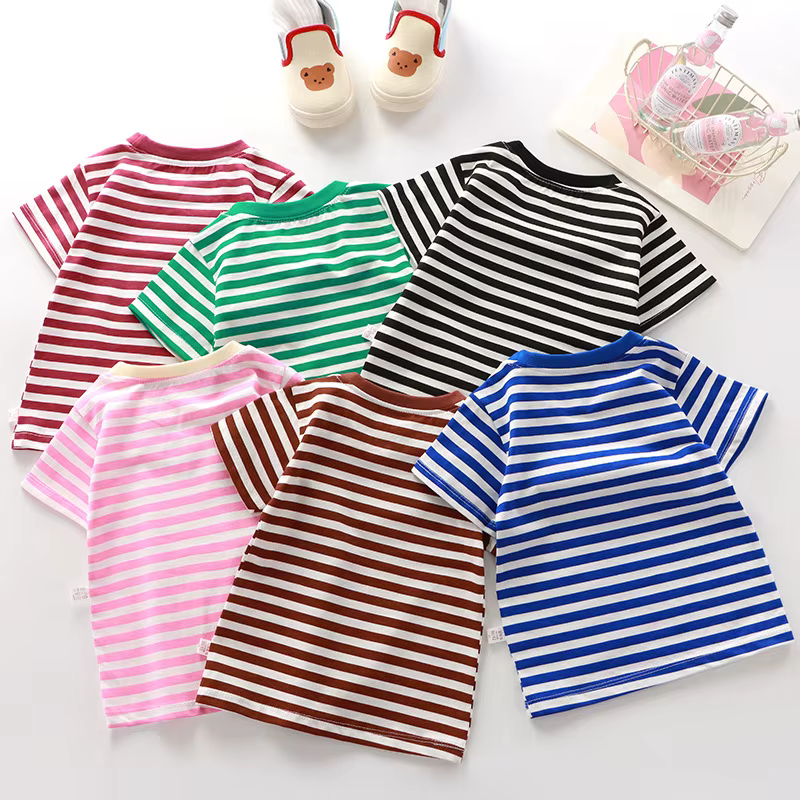 T-shirt rayé 100 % coton pour enfants