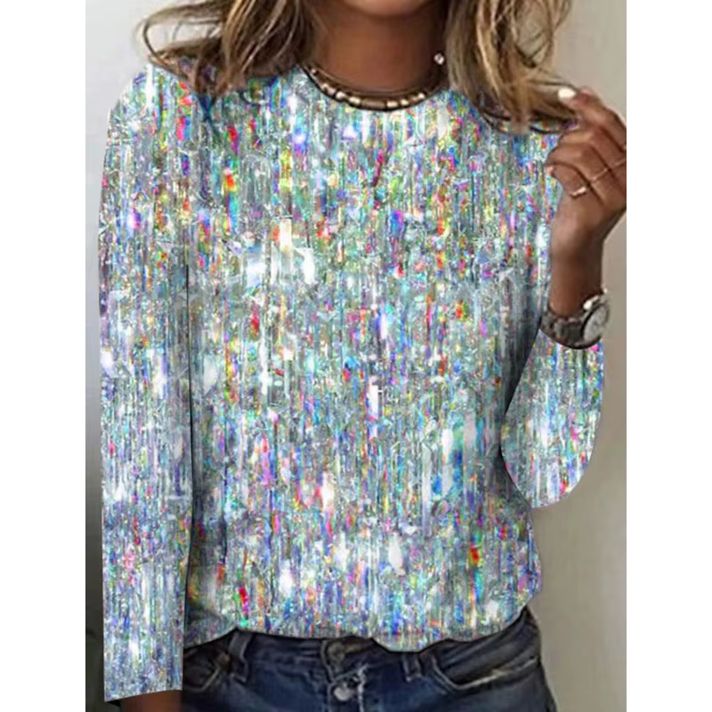 T-shirt manches longues col rond femme