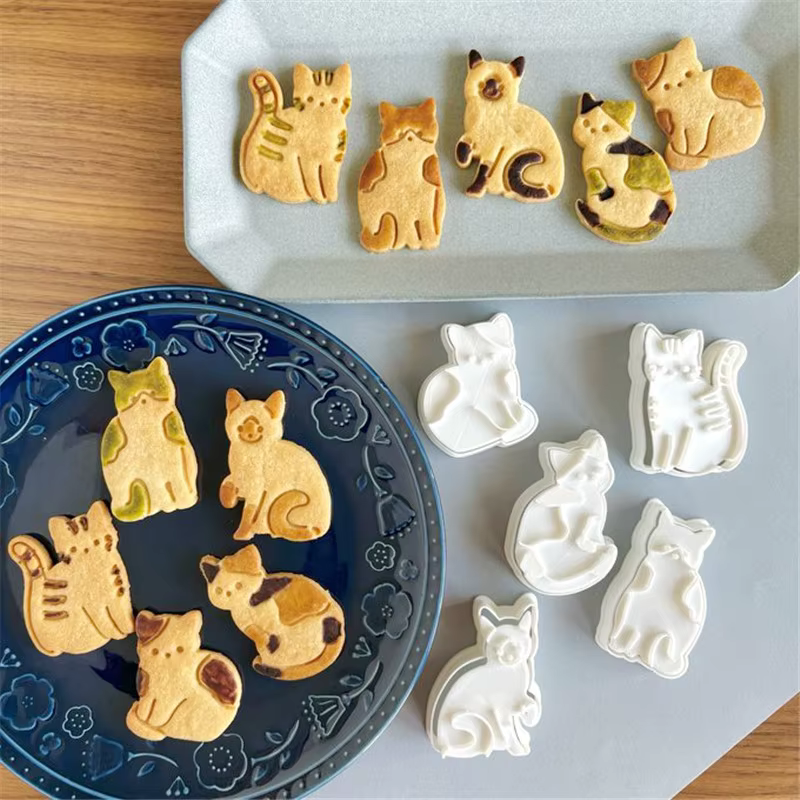 Emporte-pièces chat mignon, 5 pièces, Animal, chaton, outil de décoration de gâteau d'anniversaire, Fondant, glaçage, moule à biscuits, accessoires de cuisson