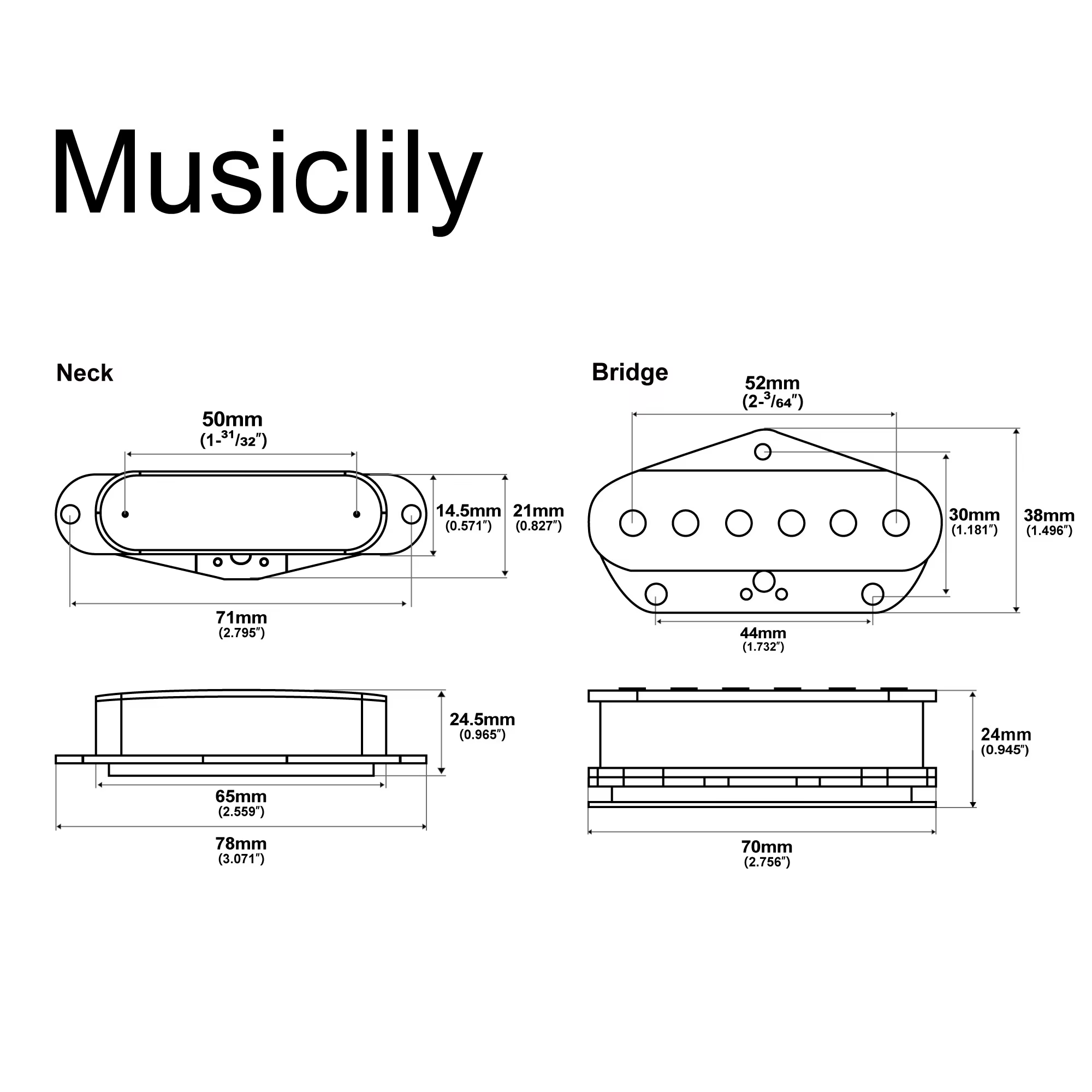 Musiclily – micro à pont de cou en céramique TL pour guitare électrique de Style Tele