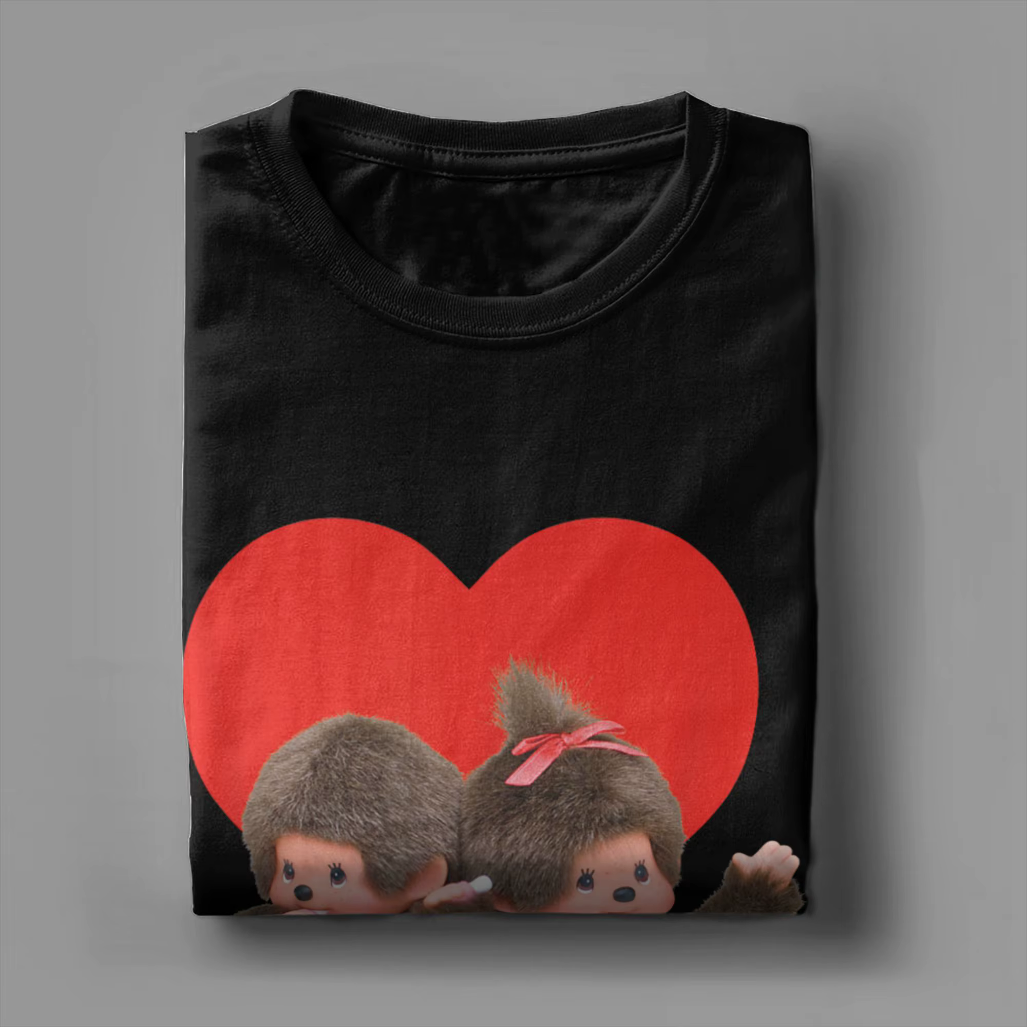 Monchhichi saint valentin mignon petit moelleux Duo T-Shirt pour hommes col rond manches courtes