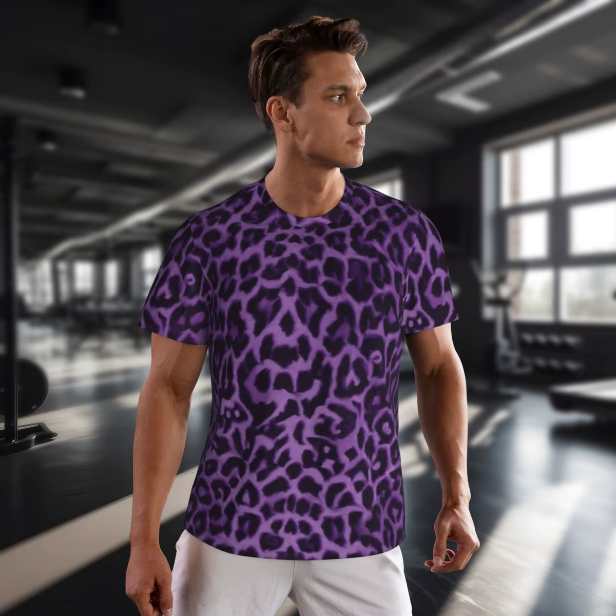 T-Shirt imprimé Animal, motif léopard violet, vêtements de sport Hippie, manches courtes, séchage rapide, vêtements d'été de grande taille