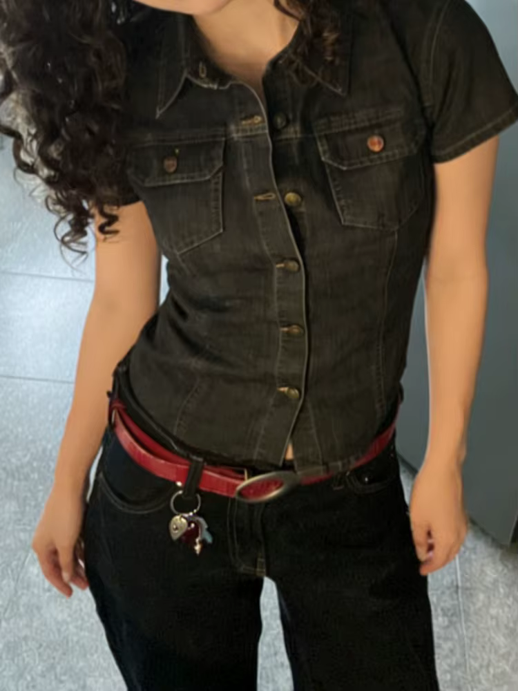 Chemise en jean gris pour femme