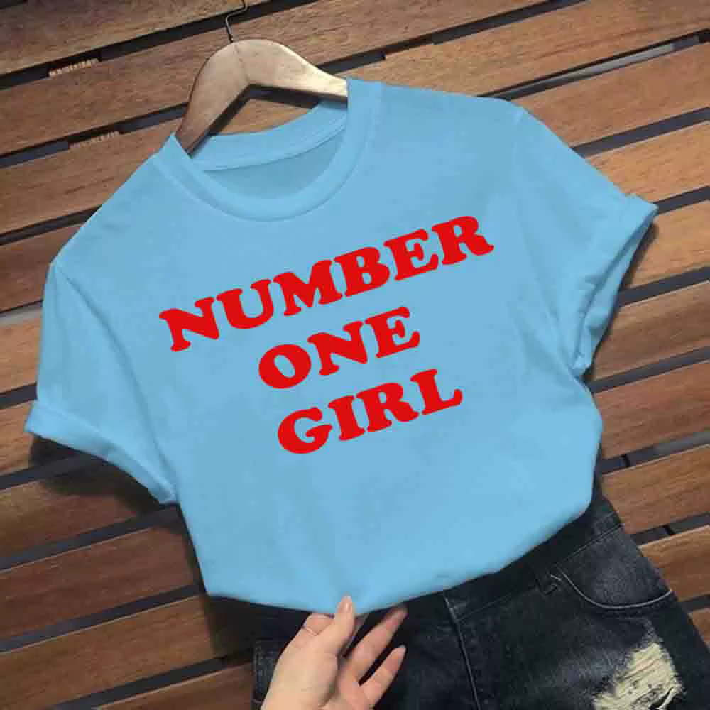 Rose-numéro une fille T-Shirts femmes chemises Harajuku Hip Hop col rond chemise à manches courtes