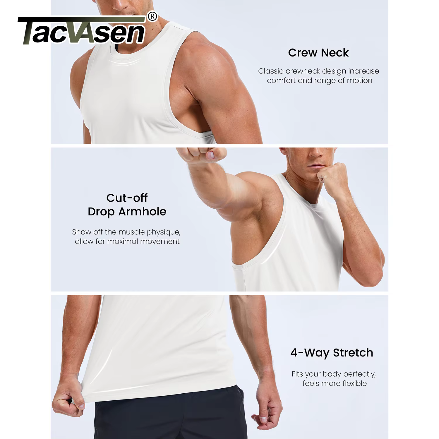 TACVASEN Débardeurs d'été Dry Fit pour Hommes
