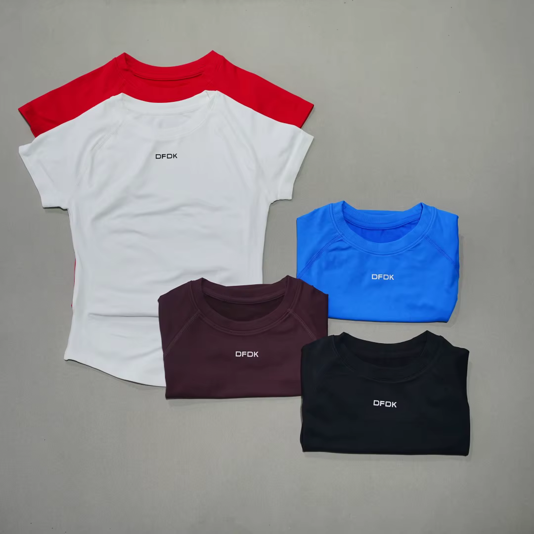 DFDK T-shirt élastique à manches courtes pour femme