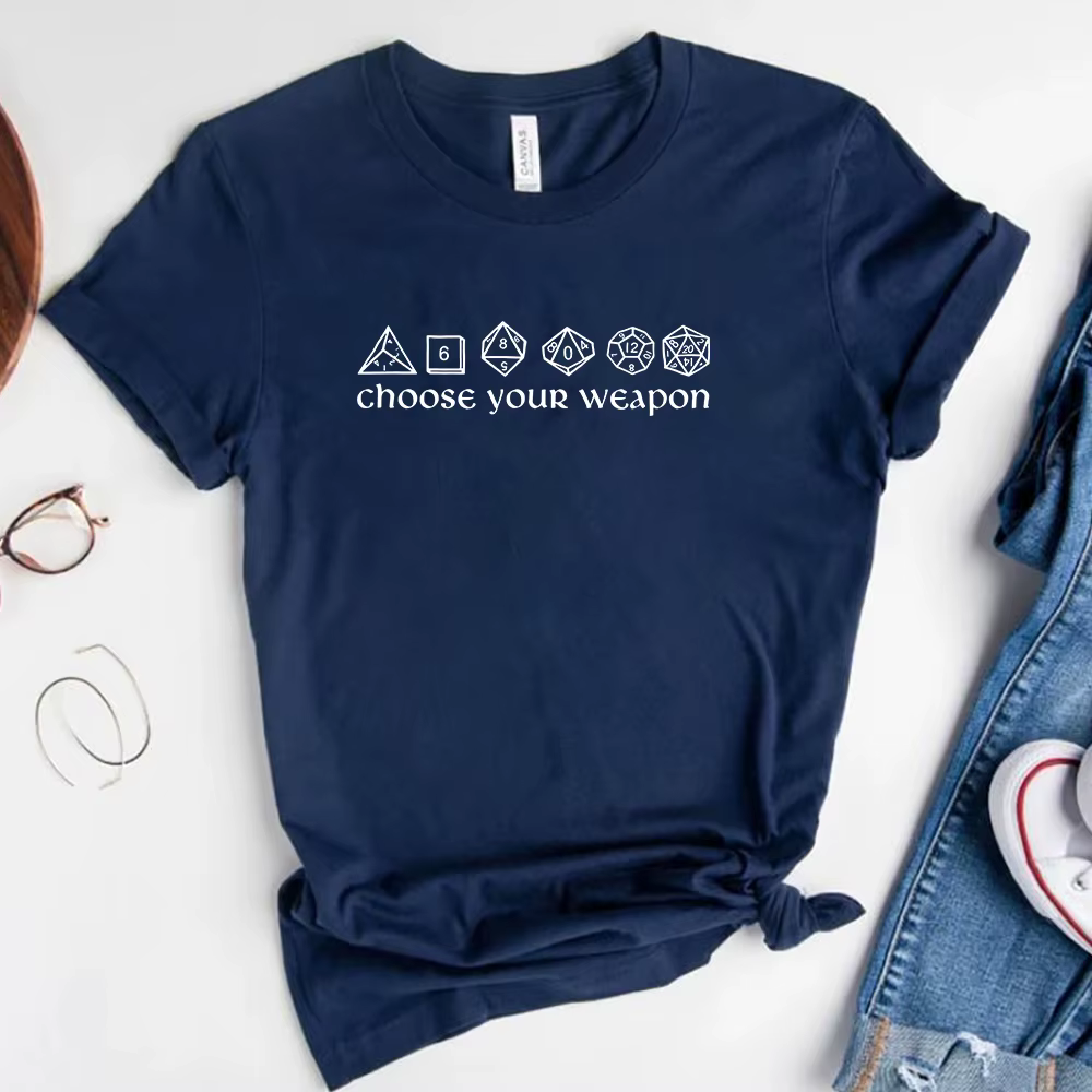 Choisissez votre arme T-shirt drôle DnD dés chemise jeux de société RPG Gaming t-shirts unisexe à manches courtes